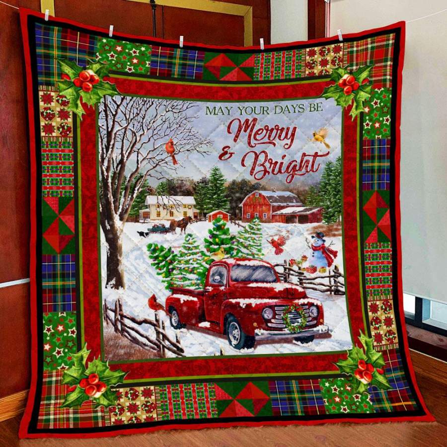 Be Merry And Bright. Red Truck Quilt Blanket Red Truck Decoration Red Truck Christmas Decor Christmas Gift Ideas Good Christmas Gift Christmas Gift Ideas