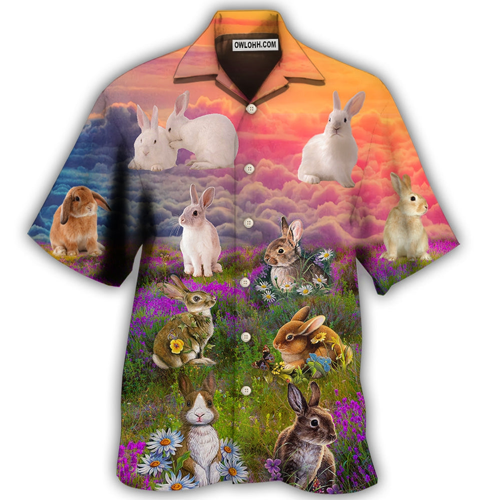 Rabbit Beautiful Floral Grass – Hawaiian Shirt  – Owl Ohh