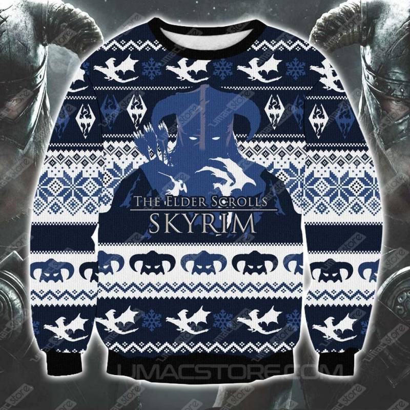 Skyrim Knitting Pattern 3D Print Ugly Christmas Sweatshirt