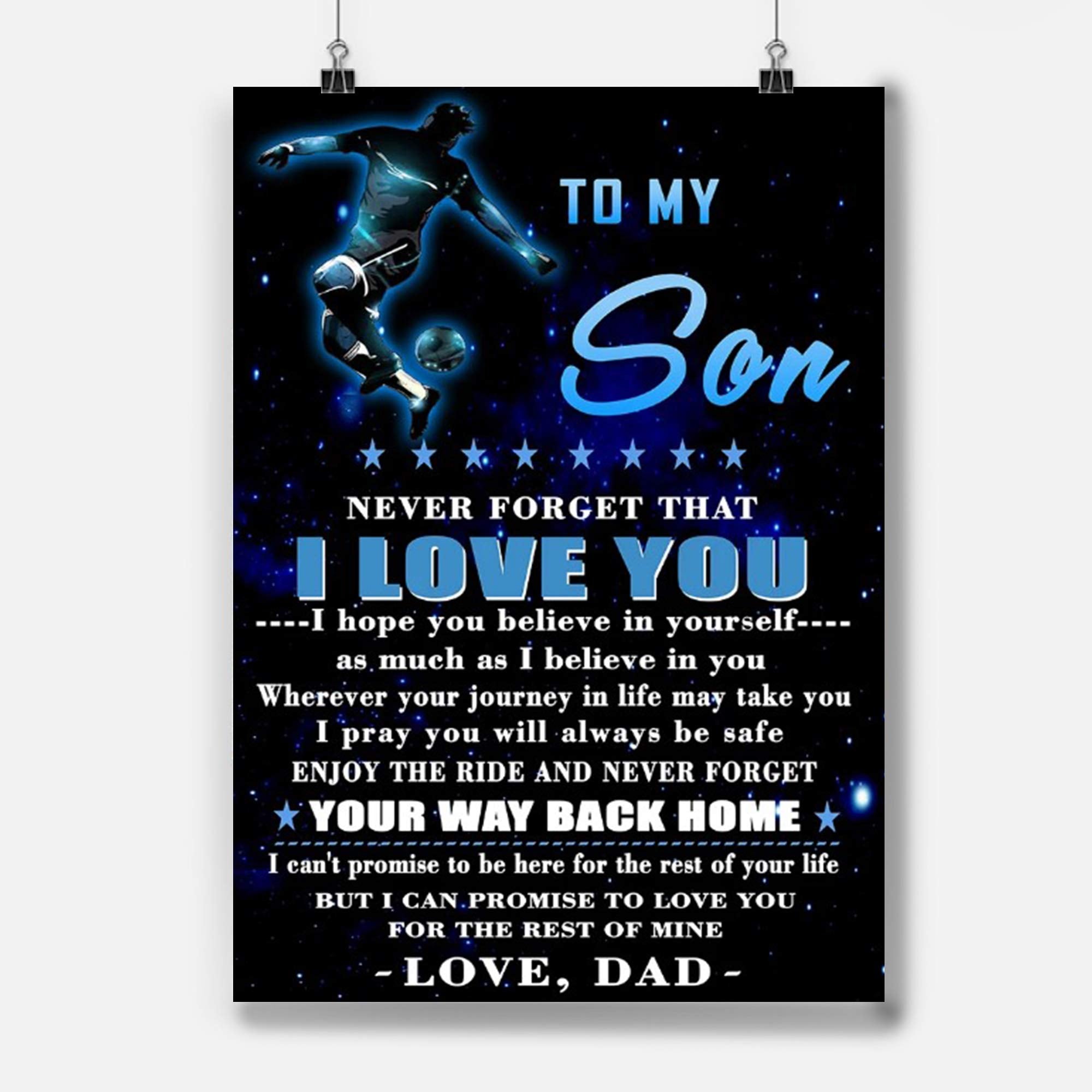 To My Son Soccer Never Forget That I Love You Portrait Poster & Canvas Gift For Son From Dad Home Decor Wall Art Visual Art