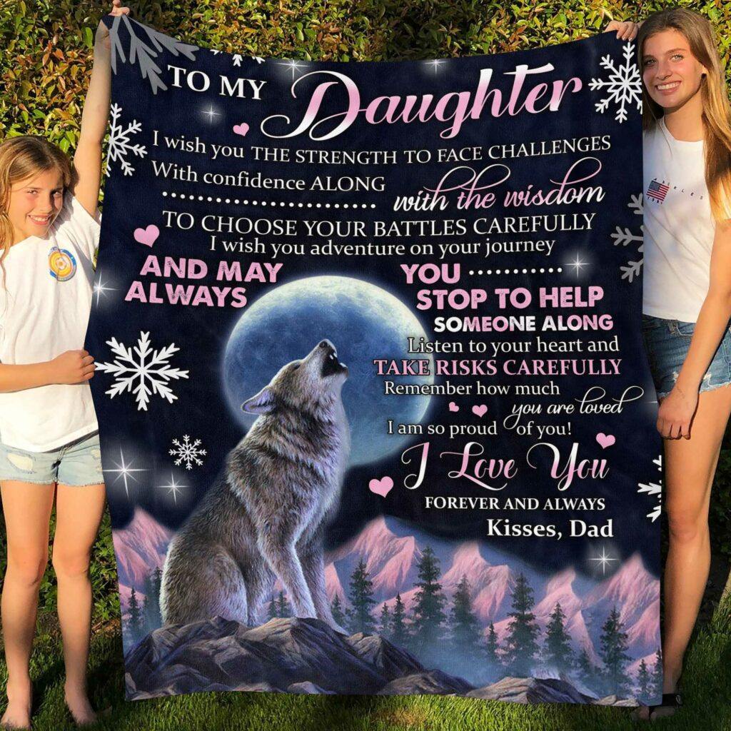 Wolf From Dad To My Daughter  – Best Idea Gift For Daughter, Gift For Home Decor, Gift For Family  – Fleece Blanket