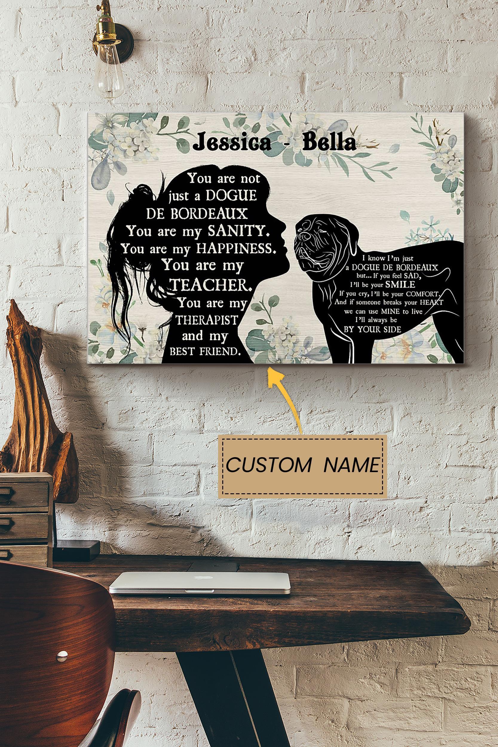 Dogue De Bordeaux Girl Therapist Best Friend Personalized Poster – Animal Wall Art – Gift For Dog Lover Dog Foster Puppy Fan Poster