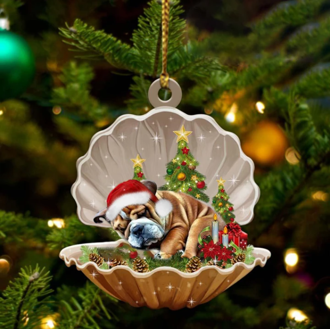 Bulldog3-Sleeping Pearl In Christmas Two Sided Ornament