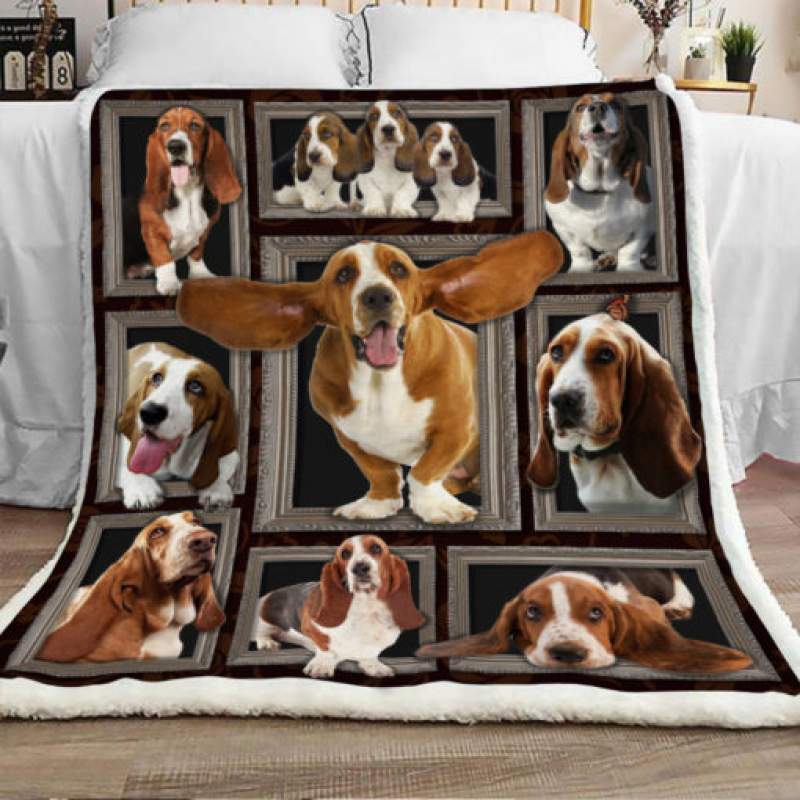 Basset Hound Dog Sherpa Blanket JR1701 81O59