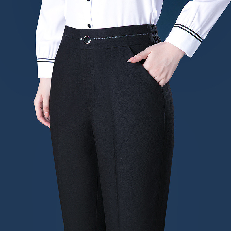 Women’s Formal Suit Pants Comfortable Stretch Elastic Waist Straight Pants with Pocket Work Pants Y2k Pants（M-6XL) alx