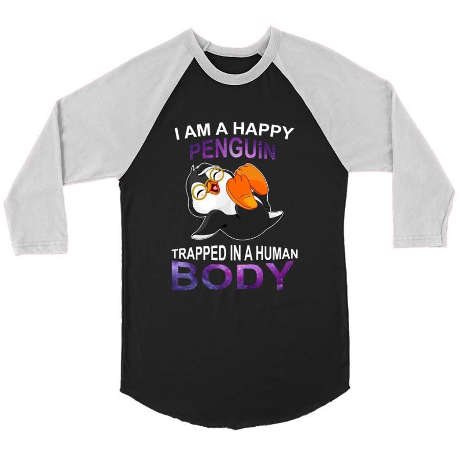 I Am A Happy Penguin Trapped In A Human Body – Canvas 3/4 Raglan Shirt