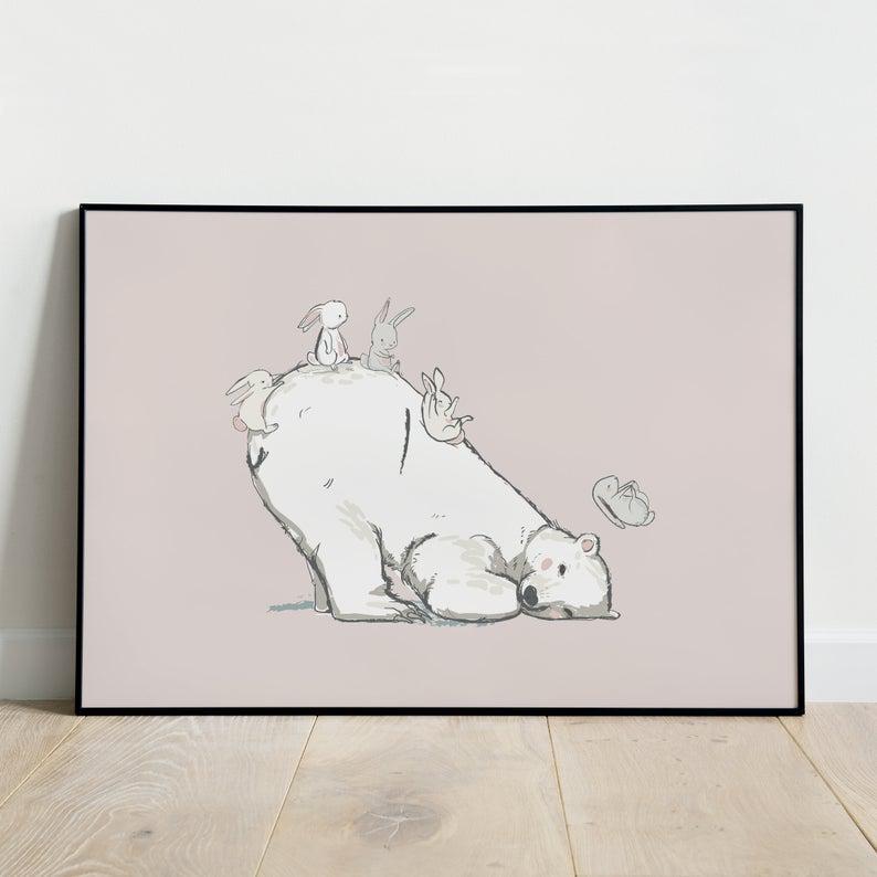 Bear And Rabbit Poster,  Artprint, Bunny And Bear Poster