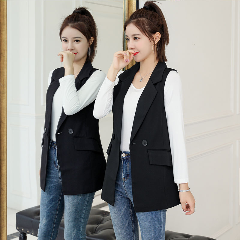 Women’s Vests Blazer Spring Autumn 2022 New Spring Autumn Casual Suit Jacket Vintage Sleeveless Jackets ladies Vest Coat Female alx