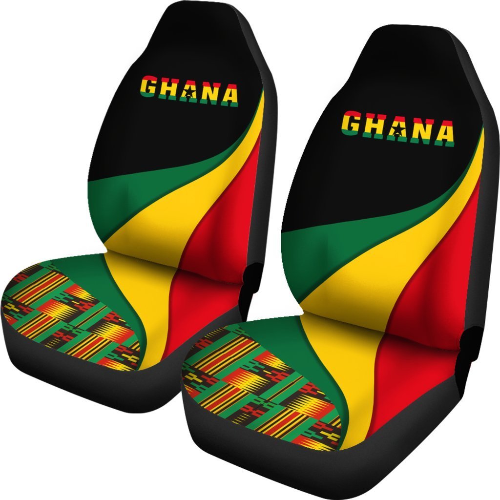 Greek Life Car Seat Covers – Ghana Flag Kente Car Seat Covers Ver 1 – Bend Style