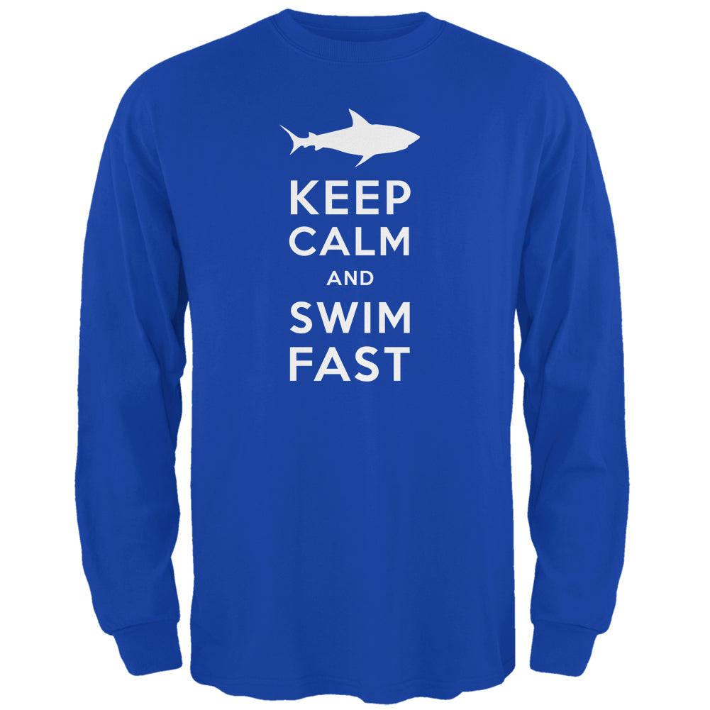 Shark Keep Calm And Swim Fast Royal Adult Long Sleeve T-Shirt