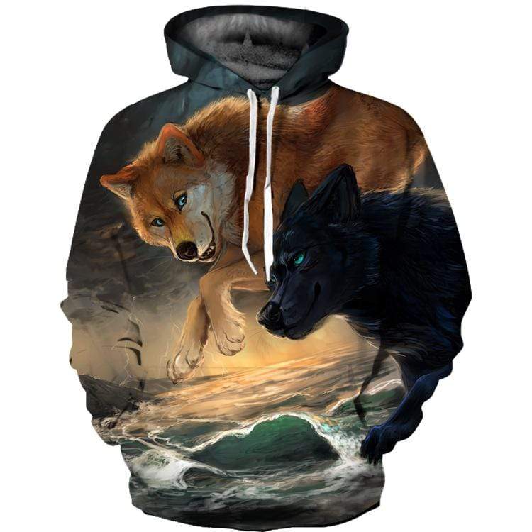 Wolf Printed Hoodie 3D Animal Sweatshirt