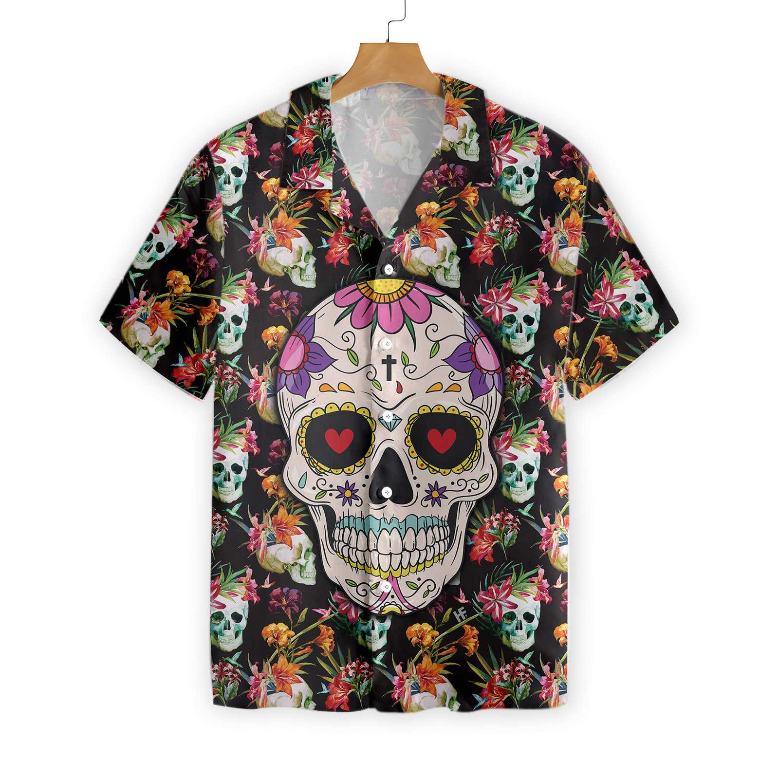 The Tropical Floral Skull Hawaii Shirt Ha48428