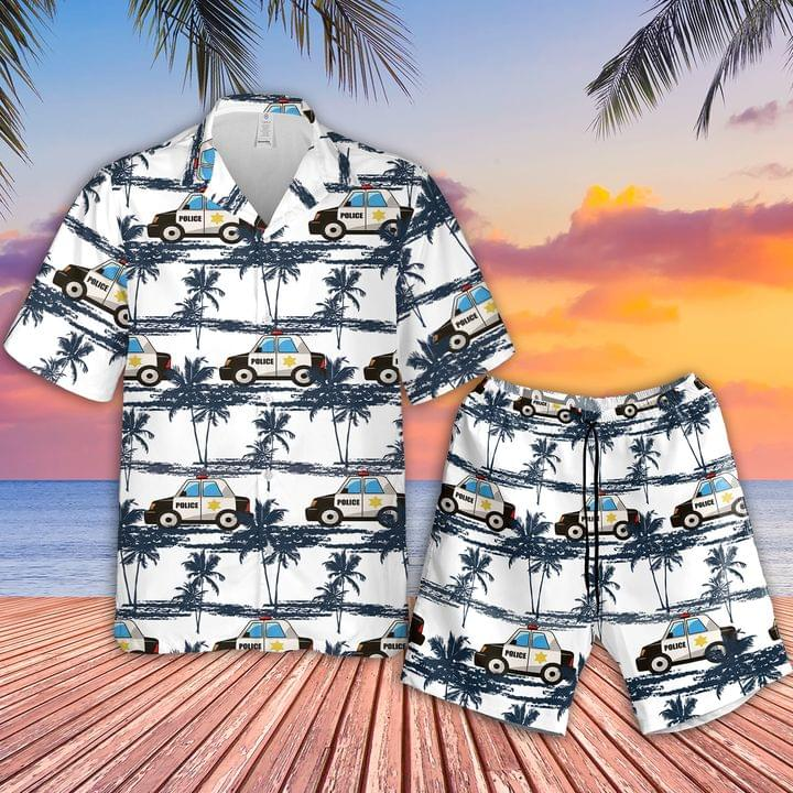 Police Car Hawaii Unisex Print Aloha Short Sleeve Casual Shirt Ha11583