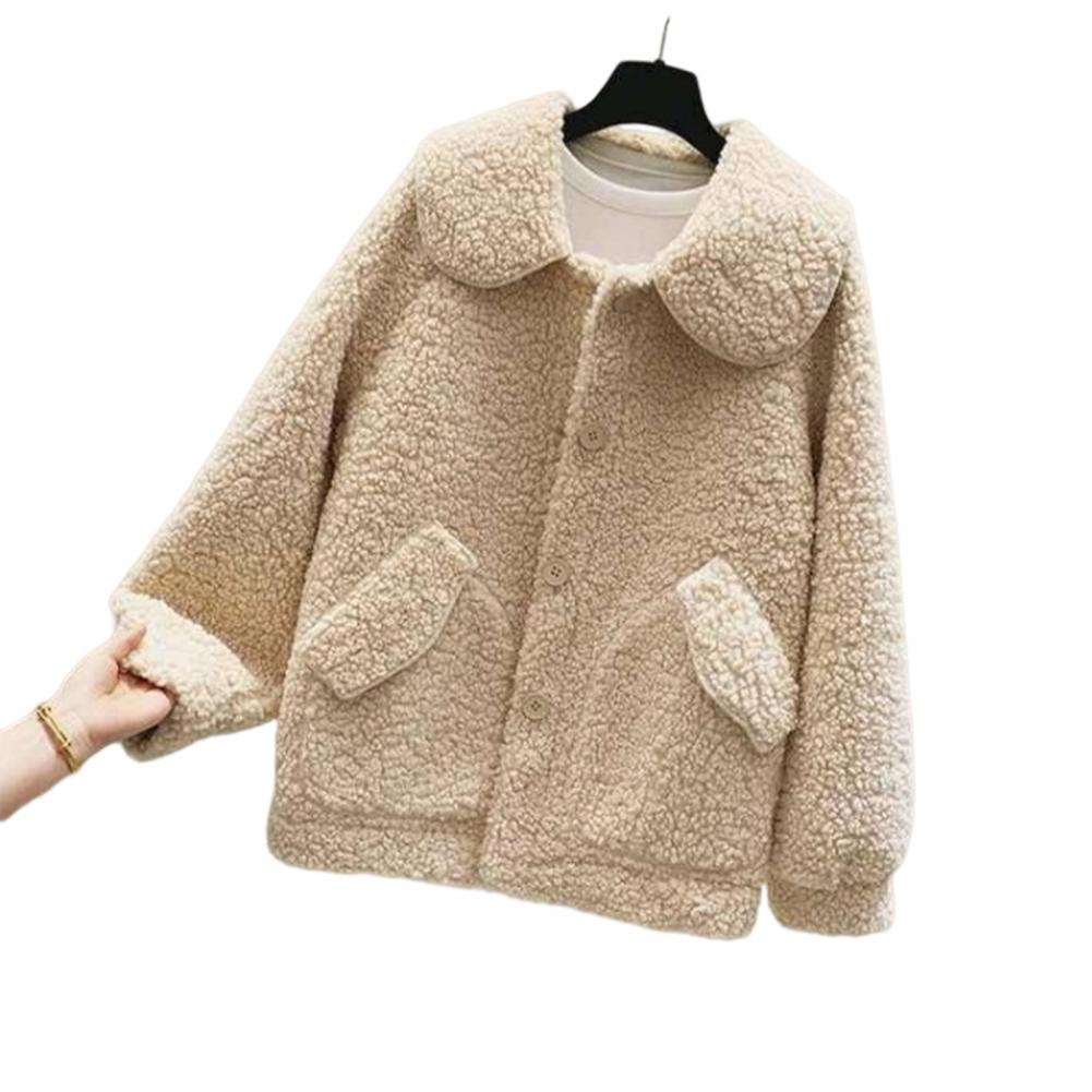 Autumn Jacket Soft Women Winter Jacket Turn-down Collar Thermal Trendy Cardigan Loose Autumn Jacket alx