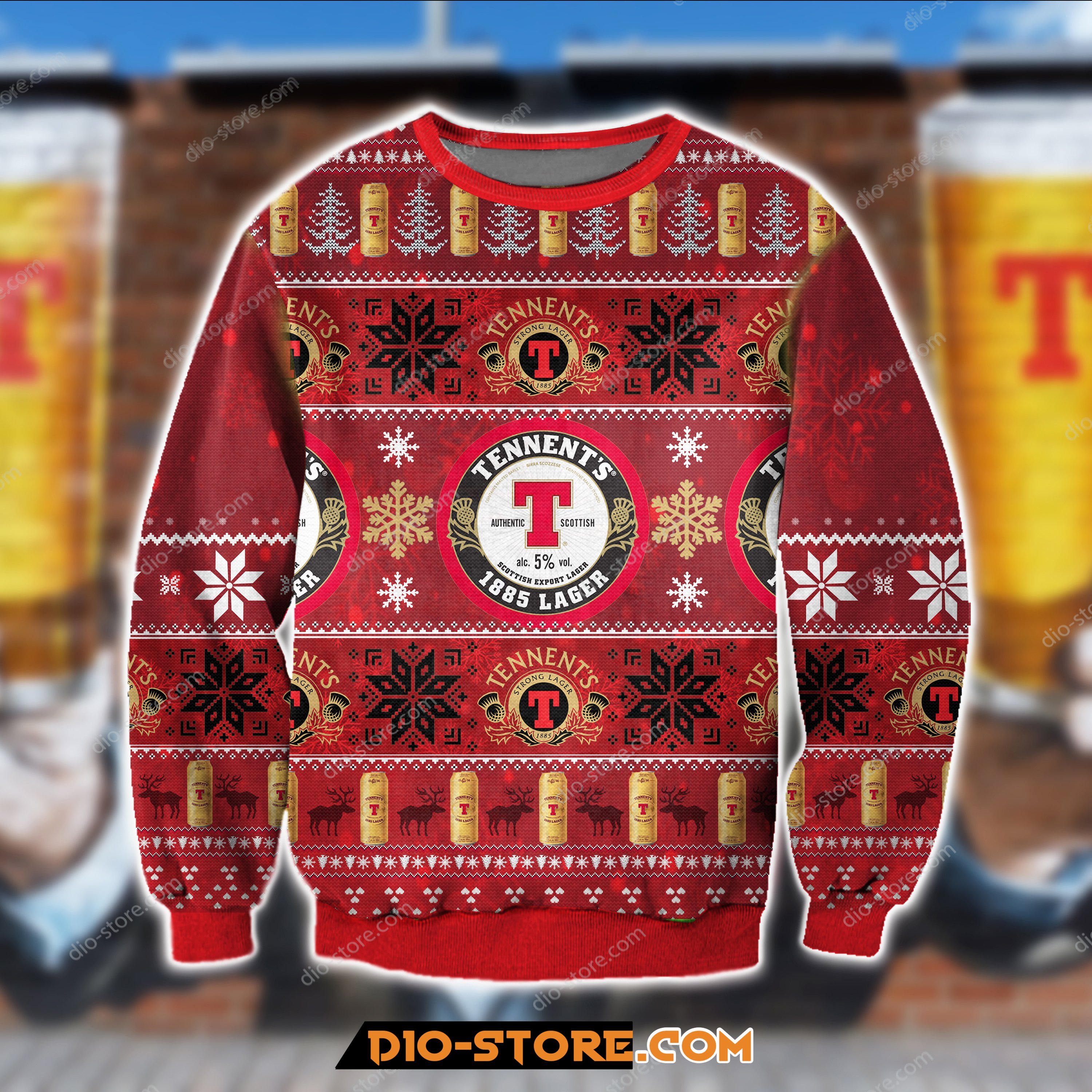 Tennents 1885 Lager Beer Knitting Pattern 3D Print Ugly Sweater Hoodie All Over Printed Cint10446