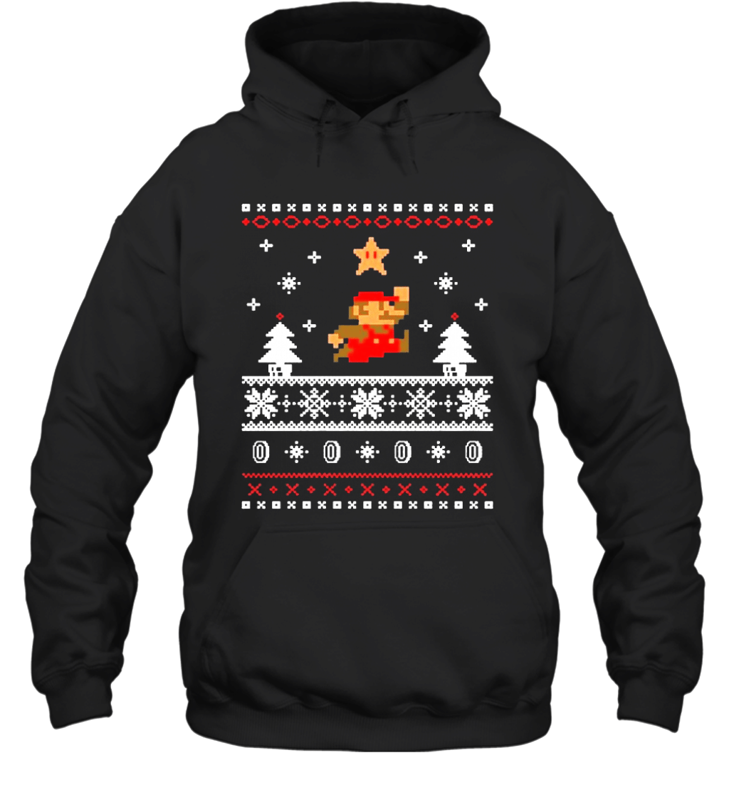 ZHUYOUDAO Custom Nintendo Mario Ugly Christmas Sweater s For Man Black Hoodie