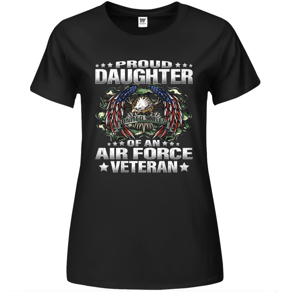 Proud Daughter Of An Air Force Veteran Military Vet’S Child Premium Womens Tshirts