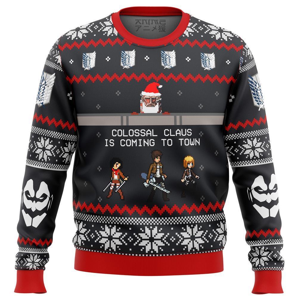 ATTACK ON TITAN COLOSSAL CLAUS PREMIUM UGLY CHRISTMAS SWEATER – AMAZING GIFT IDEA – THANKSGIVING GIFT