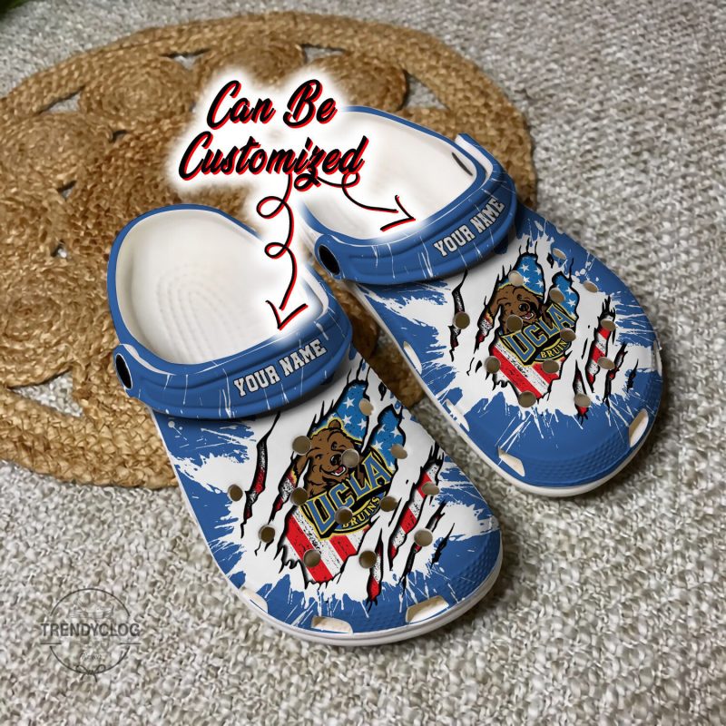 Sport Personalized UCLABruins University Ripped American Flag Clog Shoes