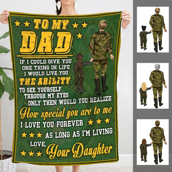 Love Letter From Daughter Son To Veteran Dad Gift For Father’s Day Custom Style Personalized Blanket
