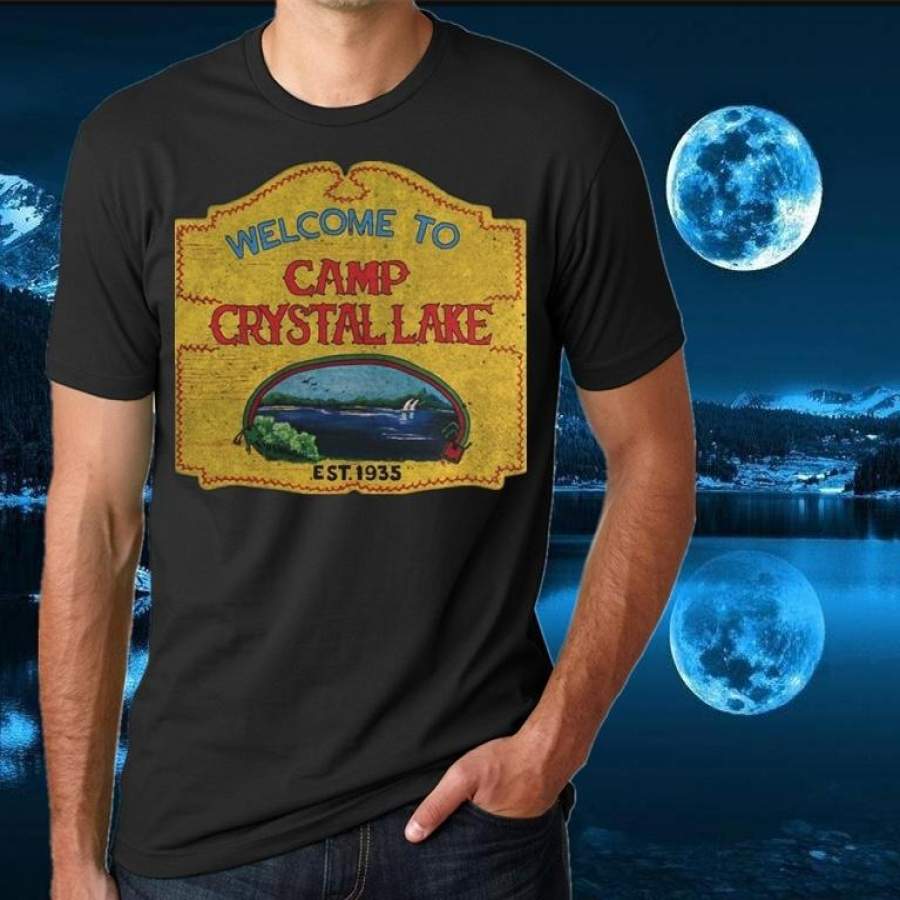 Men’s Camping T-Shirt –  Welcome To Camp Crystal Lake – Graphic T-Shirt