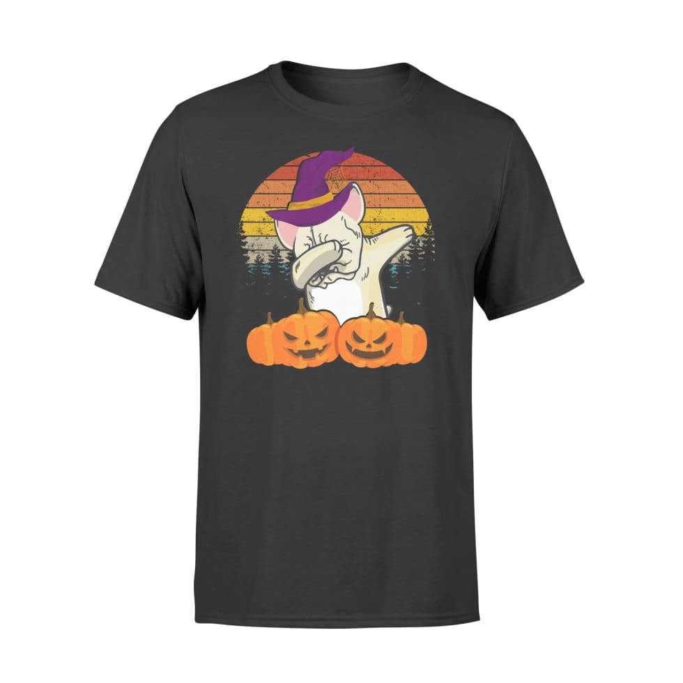 Pitbull Dog Dabbing Retro Sunset With Witch Hat Halloween Costume Unisex T-Shirt Hoodie Sweatshirt Plus Size S-5Xl