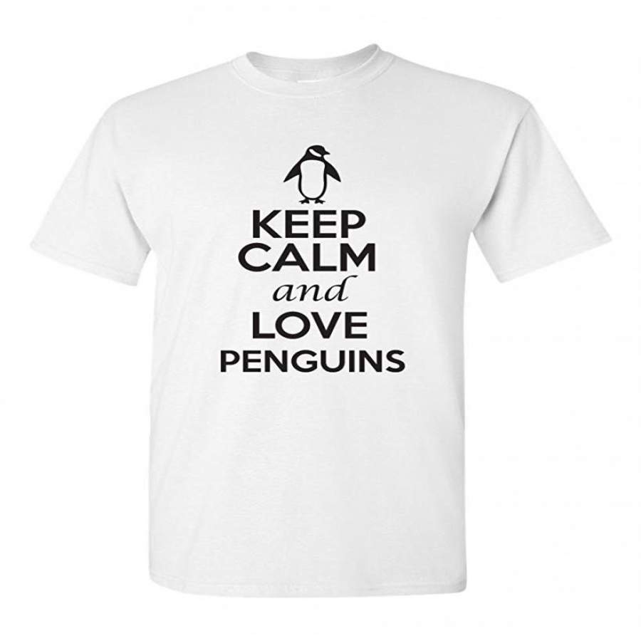 Keep Calm And Love Penguins Birds Novelty Statement Men T-Shirt