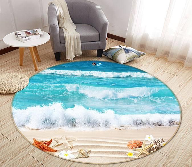 3D Beach Starfish 058 Round Rug – Round Carpet Home Decor