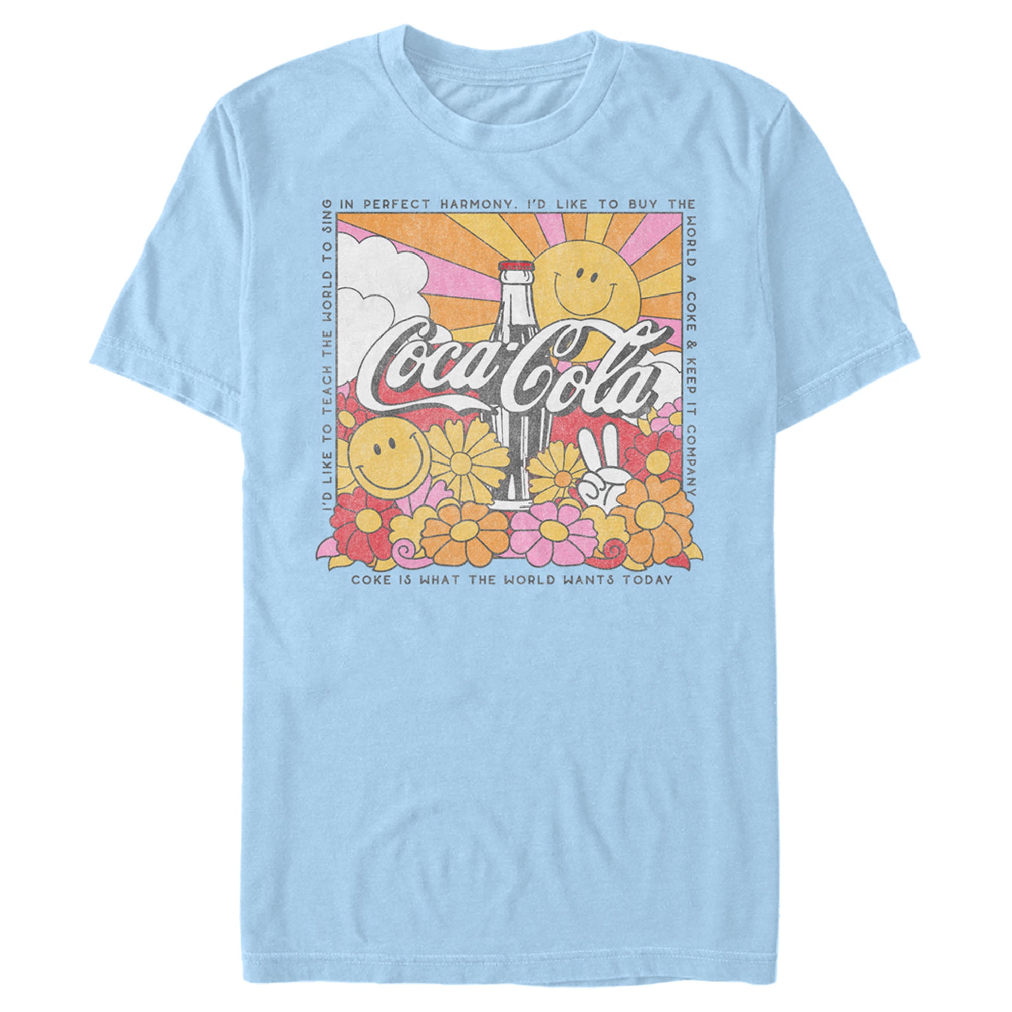 Coca Cola Men’S Unity Square Lyrics Logo  T-Shirt