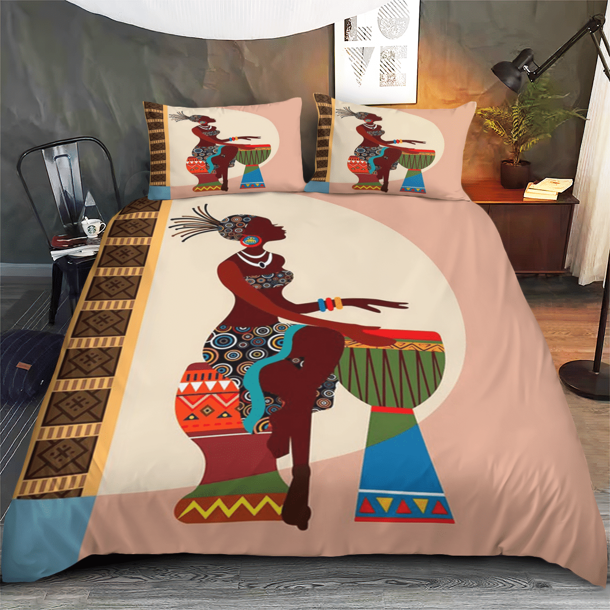 Wooni African Woman Bedding Set, Duvet Cover Set, Duvet Cover And Pillow Case Bedroom Decor Wn221201