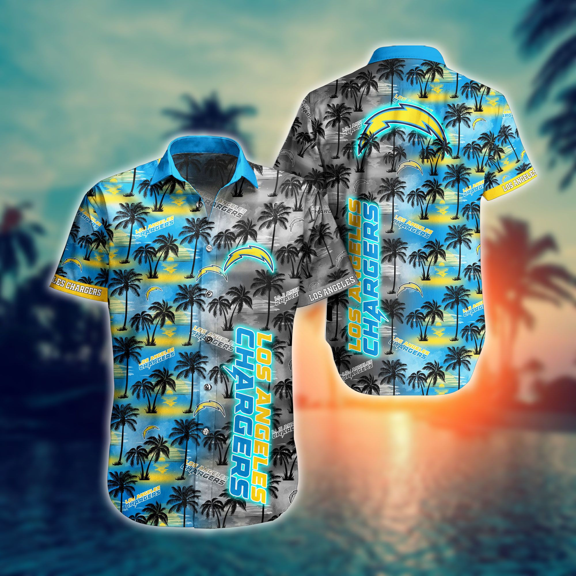 Los Angeles Chargers Aloha Flowers Hawaiian Shirt V2