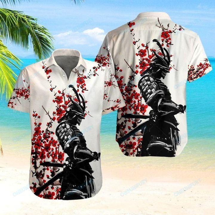 Samurai Warrior Red Flower All Over Printed Hawaii Shirt Ha110180