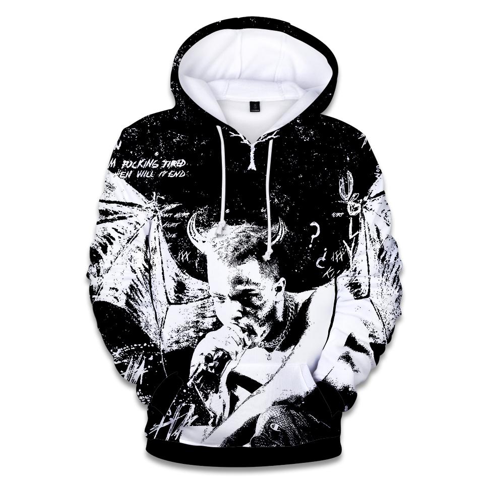 XXXTentacion Hoodies – Solid Color Rapper XXXTentacion Icon Black and White Hoodie