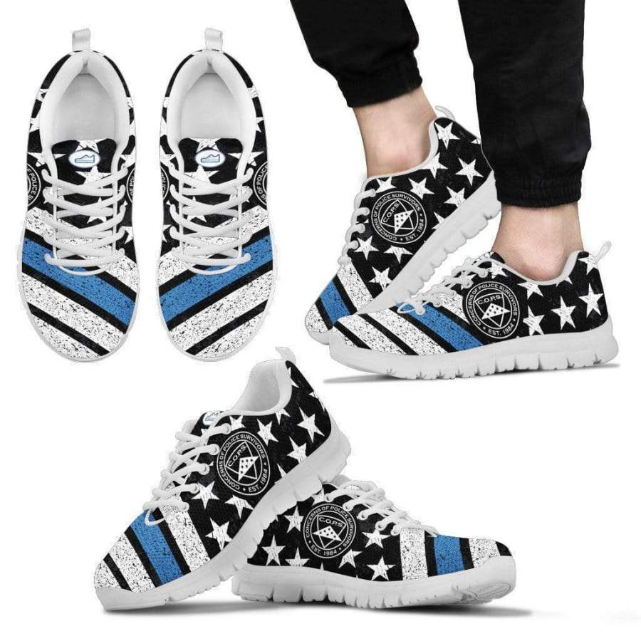 Thin Blue Line Flag COPS Custom Premium Mesh Sneakers