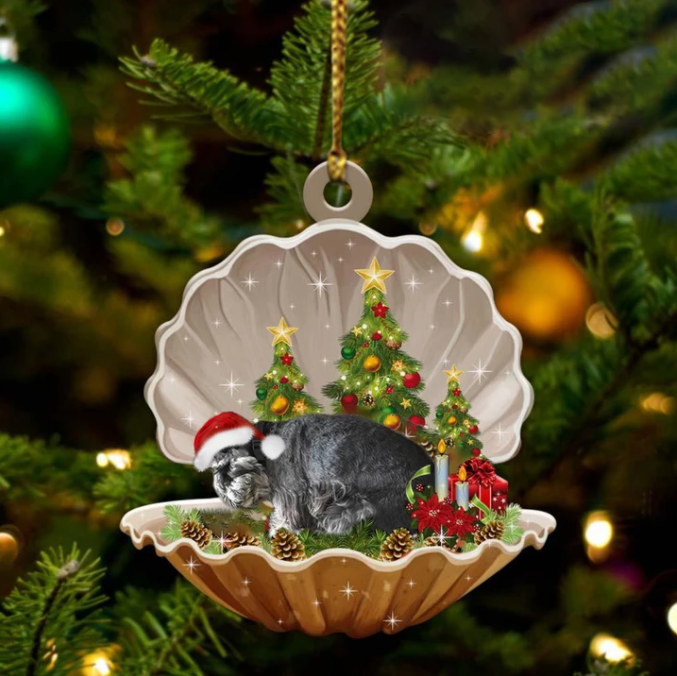 Standard Schnauzer-Sleeping Pearl In Christmas Two Sided Ornament