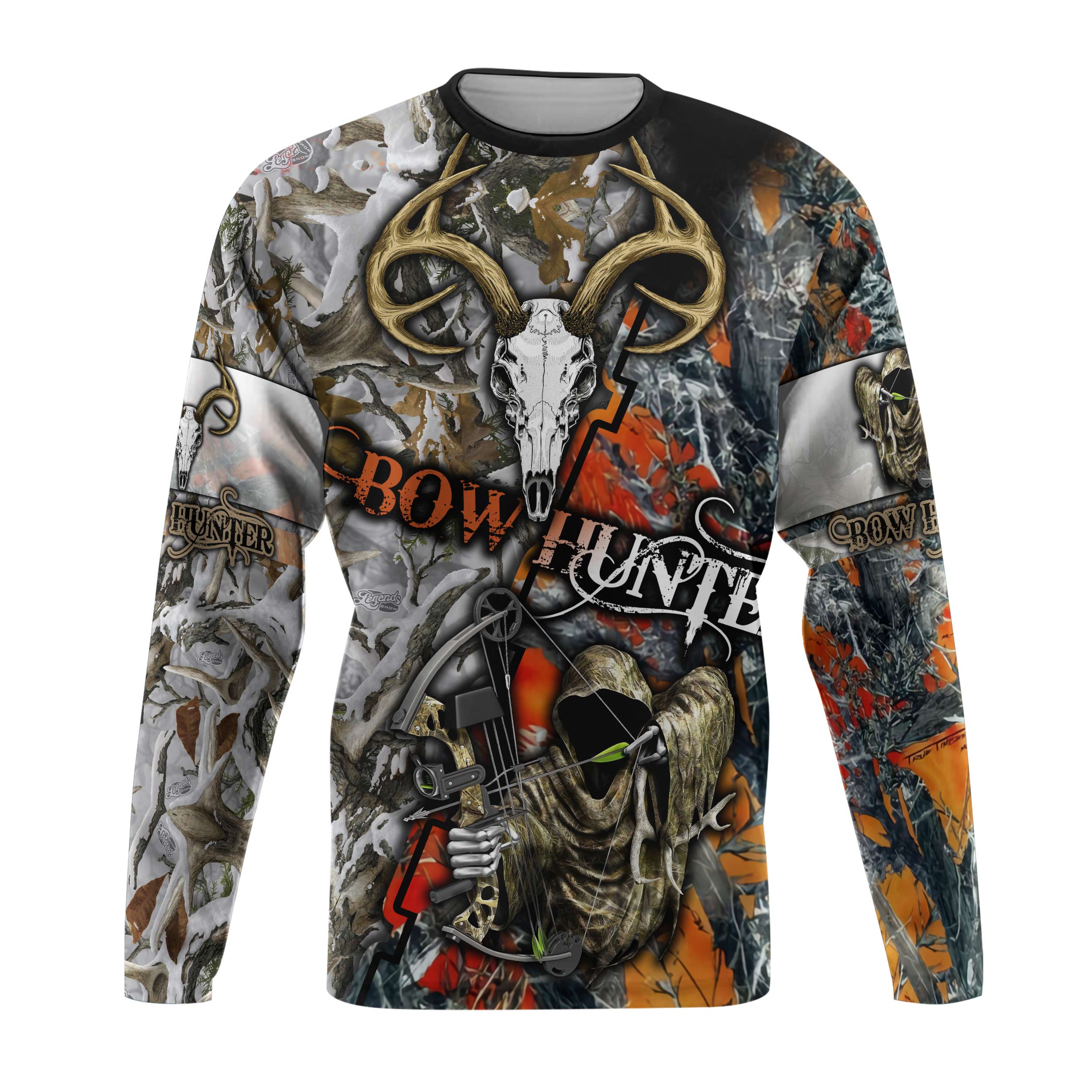 ViticStore™ Bow Hunter Deer Skull 3D Orange & White Shade All Over Printed XL Sweatshirt For Men