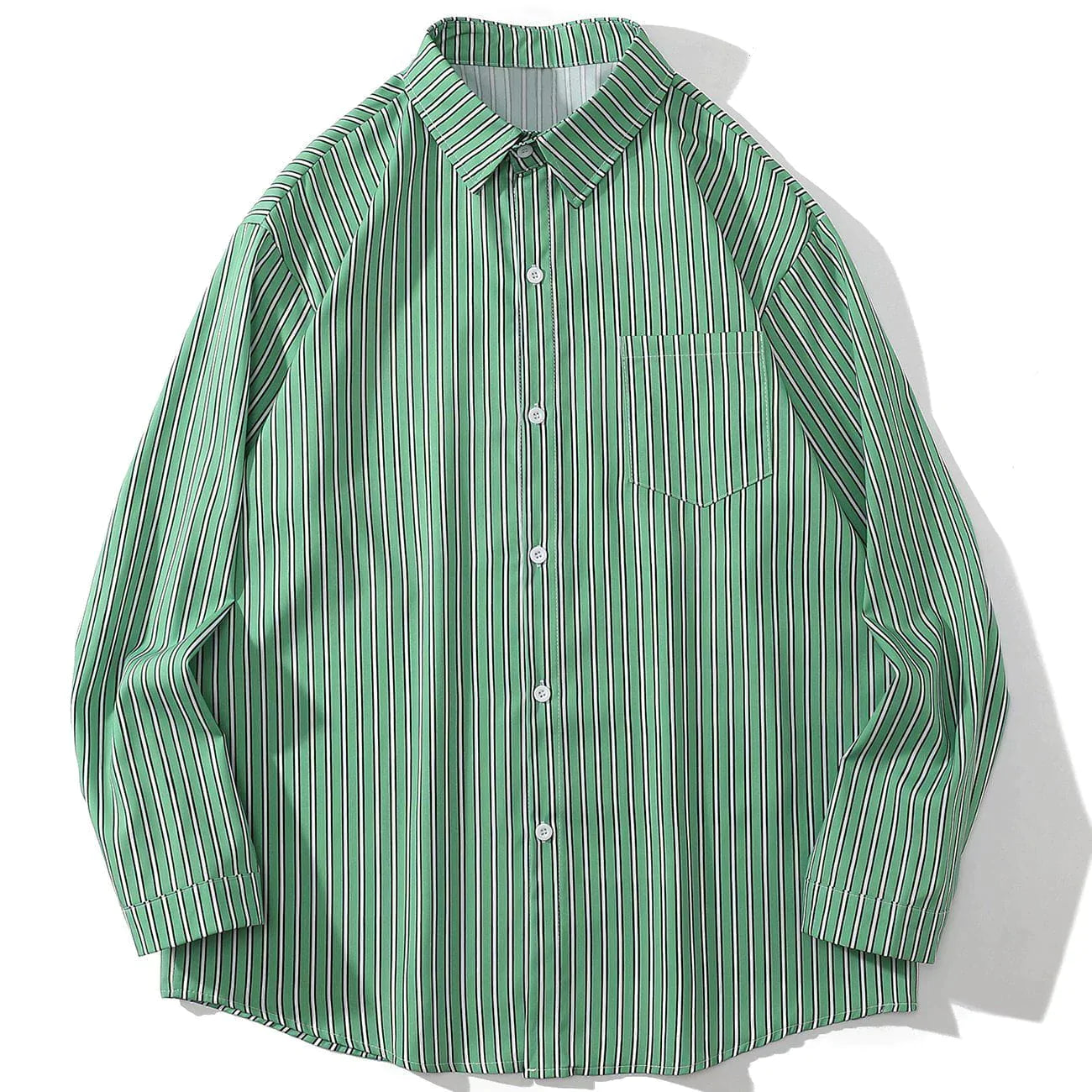 Talishko™ – Green And White Striped Long Sleeve Shirt