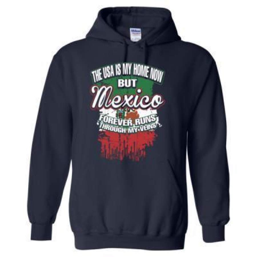 AGR The USA Is My Home Now But Mexico Forever Runs Through My Veins – Heavy Blend™ Hooded Sweatshirt