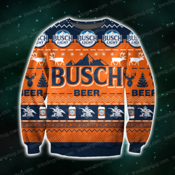 Busch Beer Kniting Pattern 3D Print Ugly Sweater