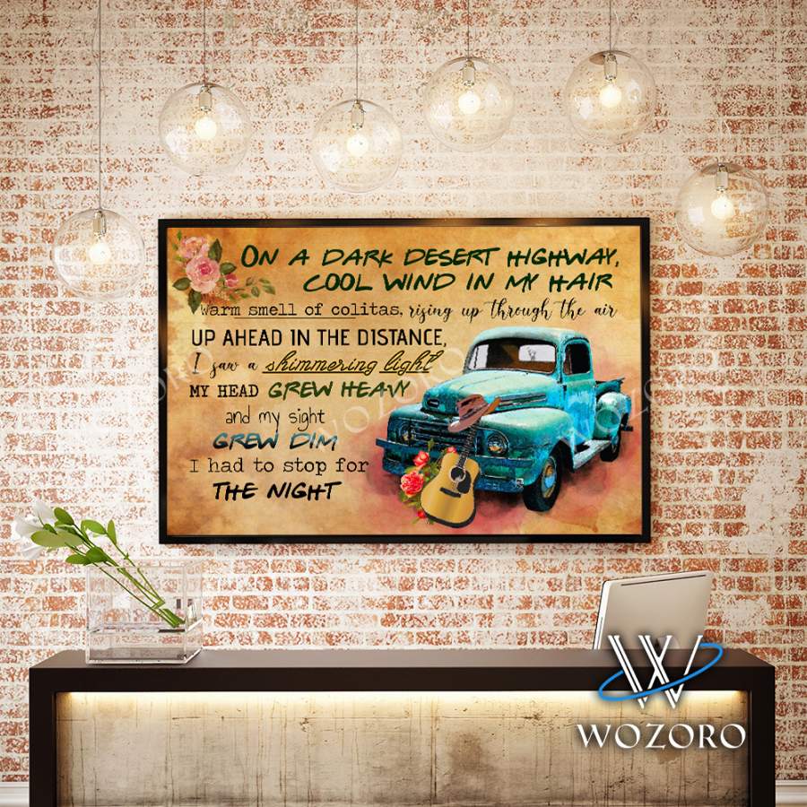 Wozoro Unframed Poster Wall Art Home Decor Camping On A Dark Desert Highway Cool Wind In My Hair Size 11×17, 16×24, 24×36 inch