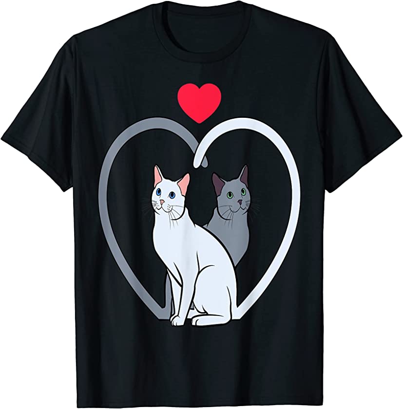 Cat Heart Valentines Day Cute Kitten Kitty Love V-Day Pajama T-Shirt