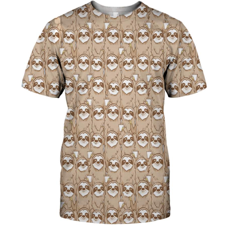 3D All Over Print Funny Sloth Face Shirt