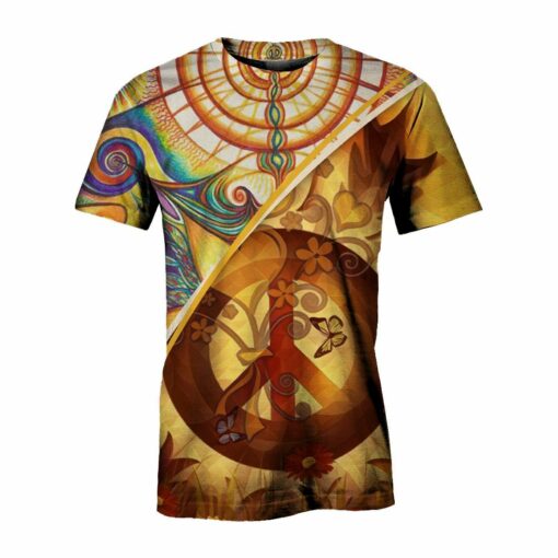 Hippie With Butterfly And Flower 3D All Over Printed Shirts For Men And Women, Gift For Hippie Lover, Hippie Soul