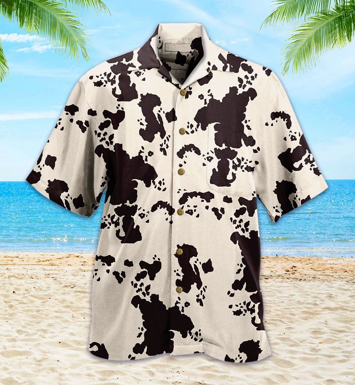 Elsa Cowhide Cow Brown Hawaii Shirt Ha26353