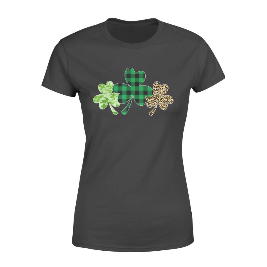 Plaid Shamrock Shirt Leopard Camouflage Fun St Patricks Day T-Shirt – Standard Women’s T-shirt