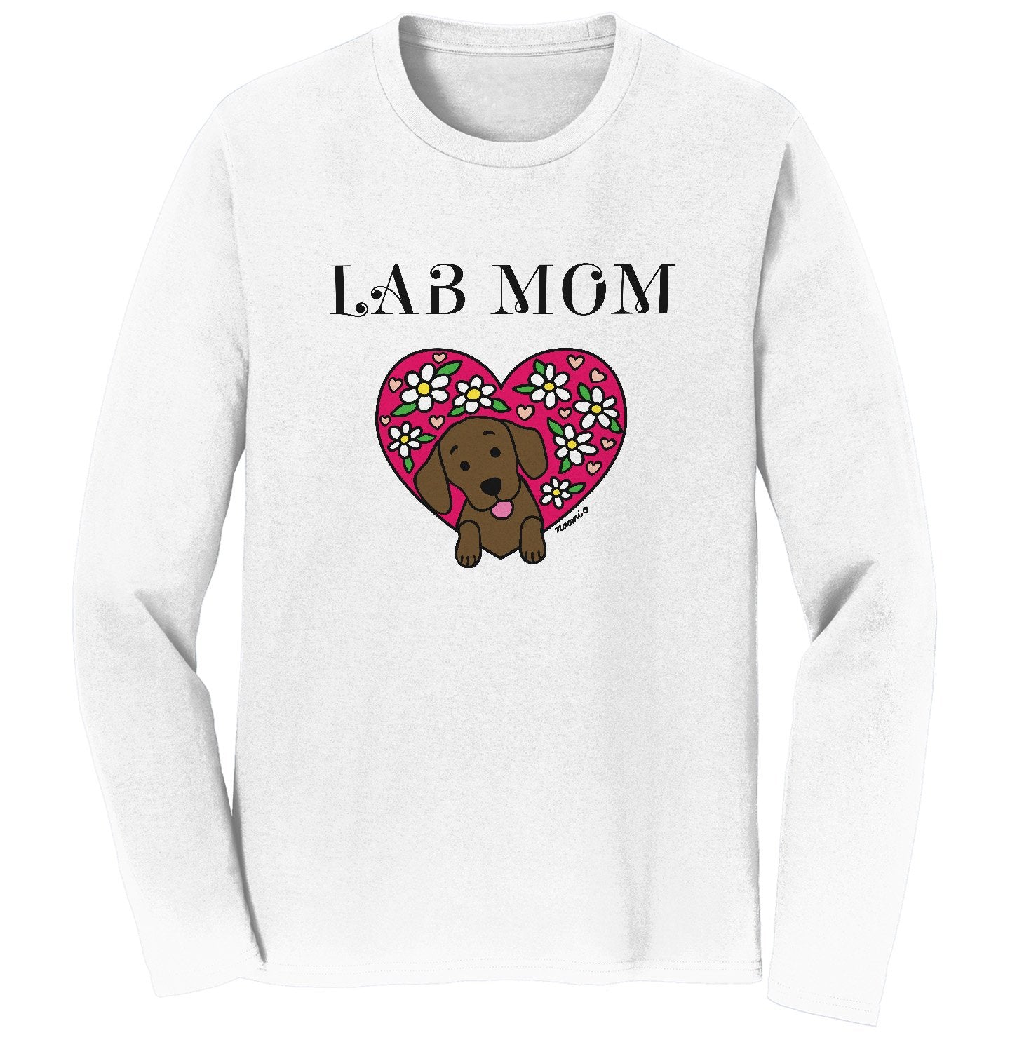 Flower Heart Chocolate Lab Mom – Adult Unisex Long Sleeve T-Shirt