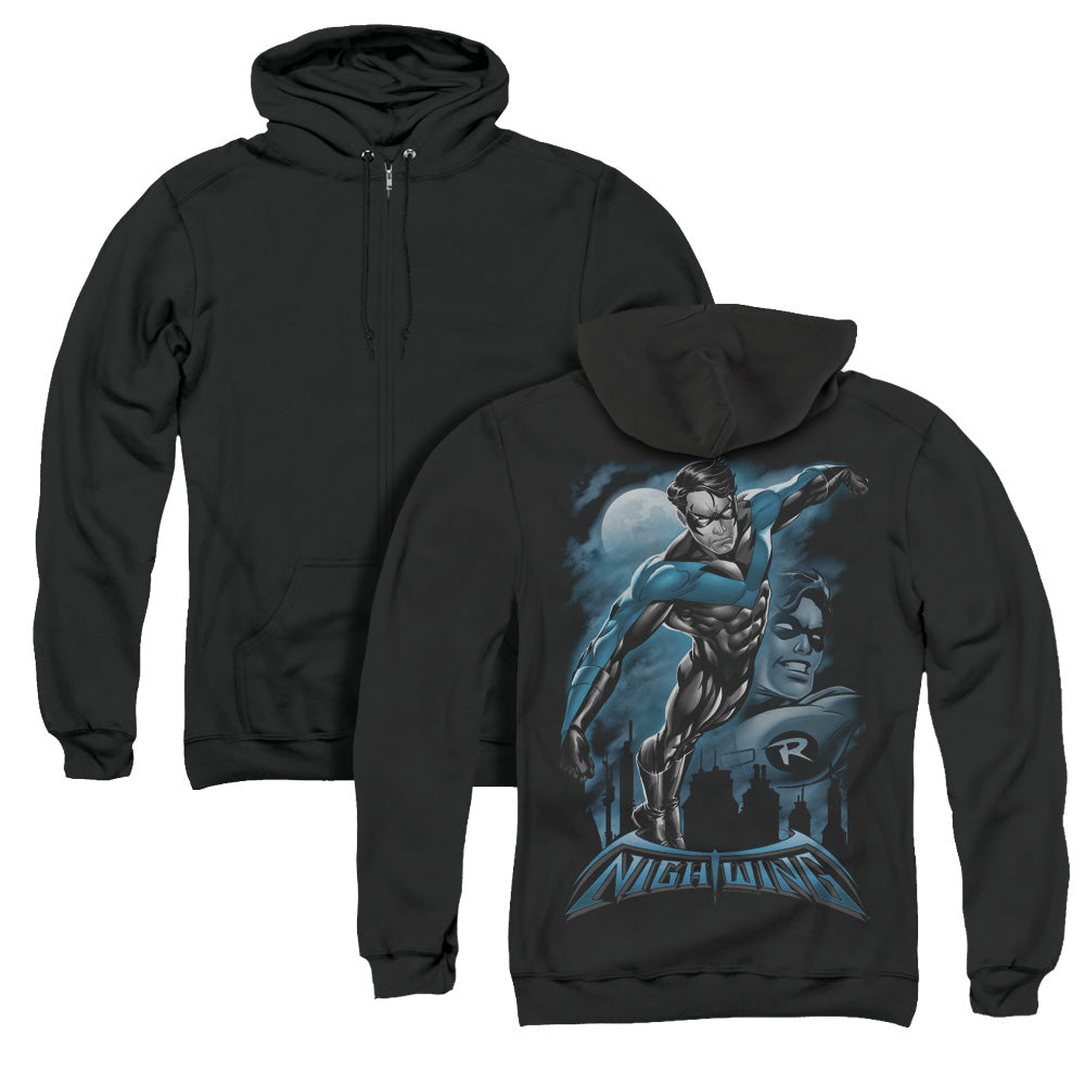 Batman All Grown Up Back Print Zipper Mens Hoodie Black