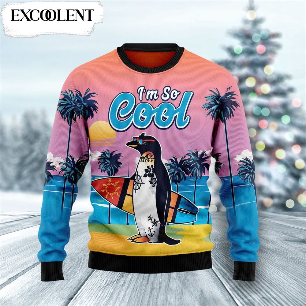 Penguin I’M So Cool Ugly Christmas Sweater Adult – Retro Christmas Sweater – Gift For Christmas