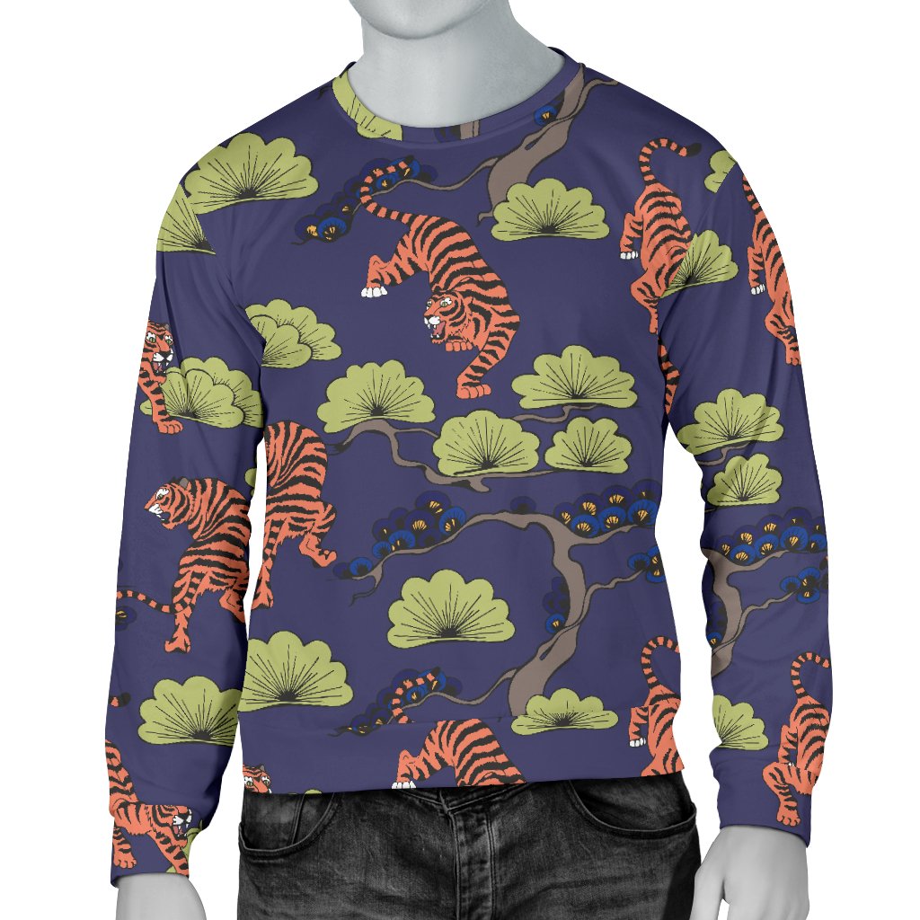 Tiger Pattern Japan Style Men Crewneck Sweatshirt