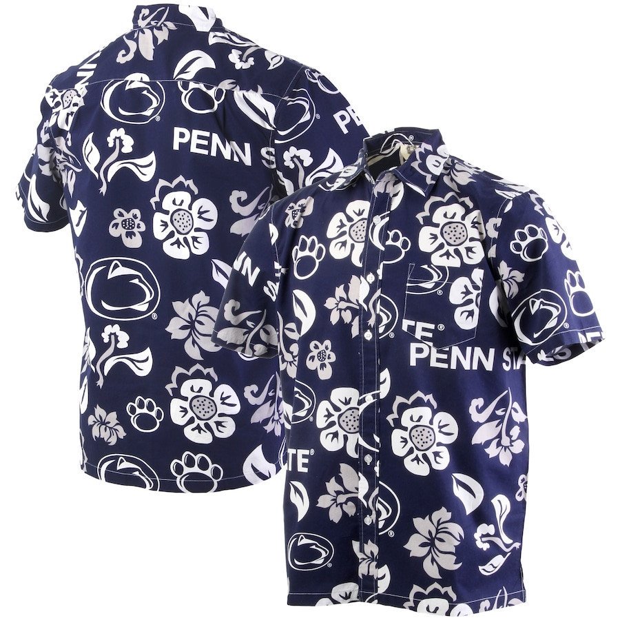 Penn State Nittany Lions Navy Floral Hawaii Shirt Ha69413